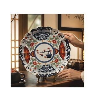 Japanese Arita Imari Scalloped Plate Chinoiserie Wall Art, Serving Platter READ